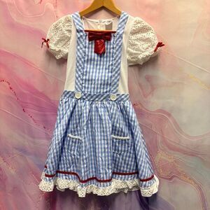 Wizard of Oz Dorothy Blue Gingham Dress Girls L Musical Theater Halloween